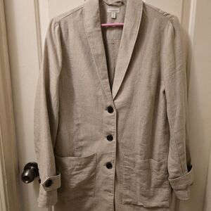 Garnet Hill Casual Linen Women's Jacket - Cream EUC Size XS